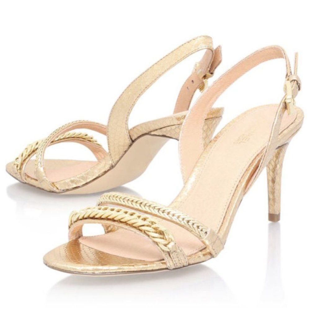 Michael Kors Jackie Mid-heel Dress Sandals In Pale Gold - Picture 3 of 4